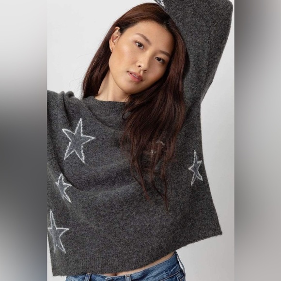 Rails Virgo Pullover in Charcoal White Stars Gray Crewneck Wool Sweater Revolve - Picture 3 of 16